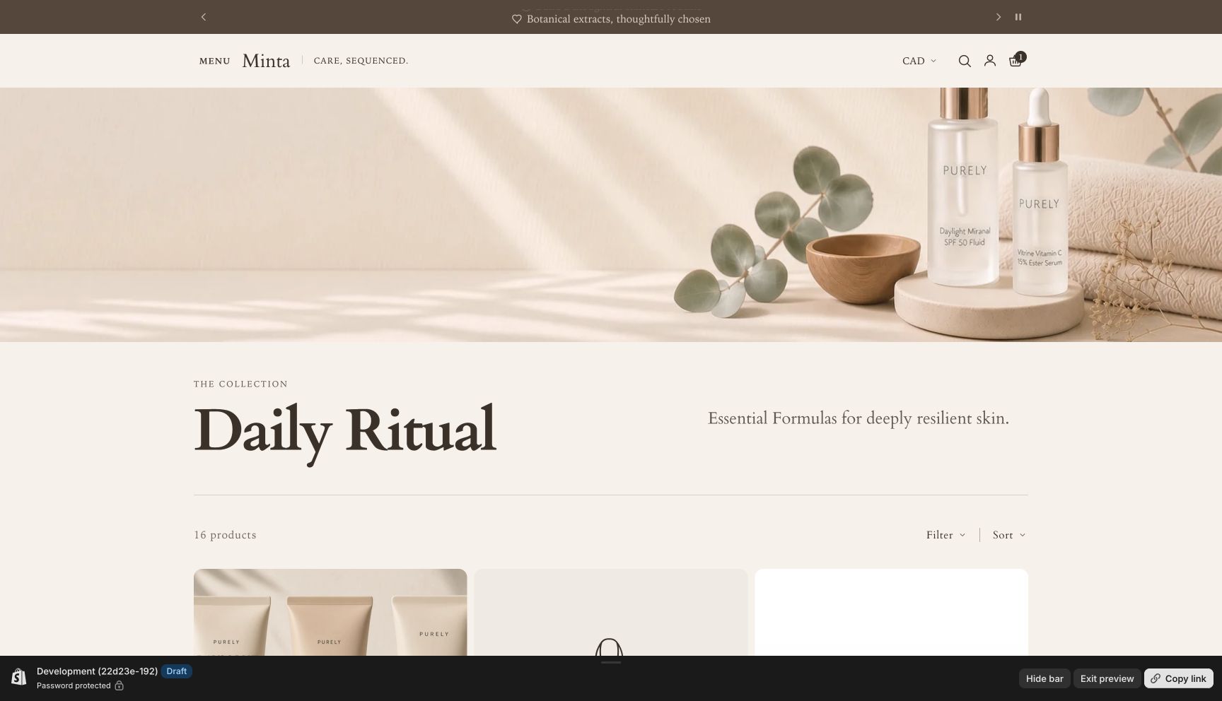 Text below image collection banner on desktop with Theme default heading weight, title and introduction beside each other