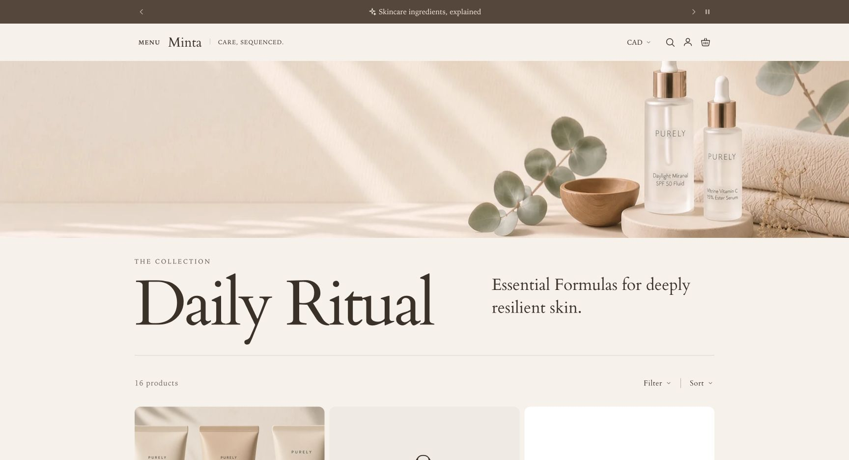 The Collection banner section rendered at desktop width
